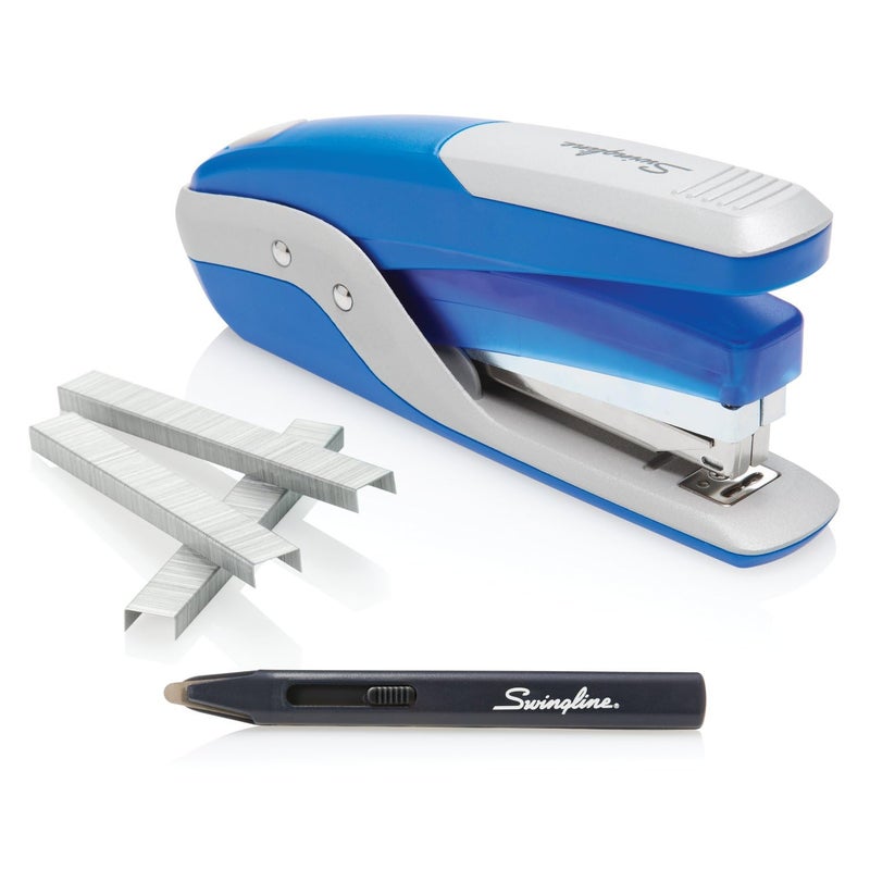 Swingline Stapler Value Pack, 28 Sheet Quick Touch Full Strip Stapler, 5,000 Premium Staples, Staple Remover, Blue/Silver (S7064584) - Image 1